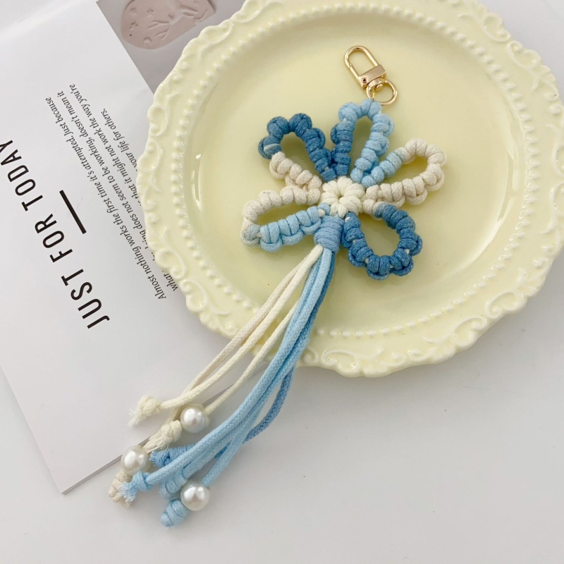 Pandantiv pentru geantă croșetat manual cu floare și ciucuri, aliaj, model floral, origine Yiwu, primăvară 2025