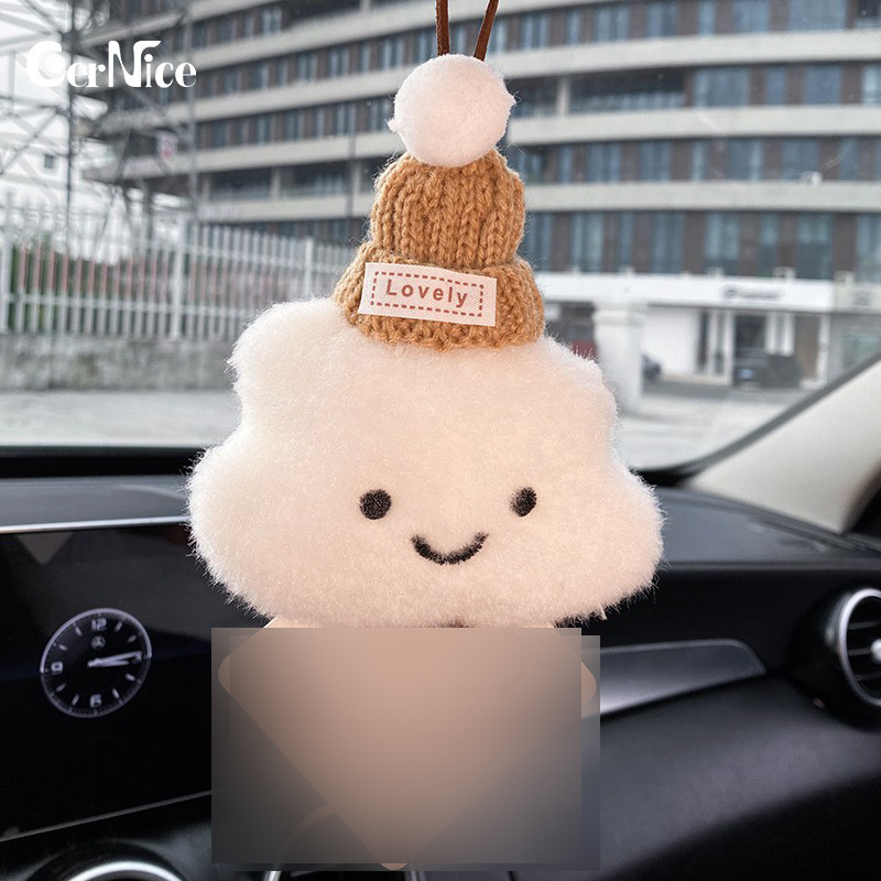 Плюшено автомобилно украшение във форма на облак, мультяшен стил, талисман за огледалото за обратно виждане, интериорно оформление на автомобила