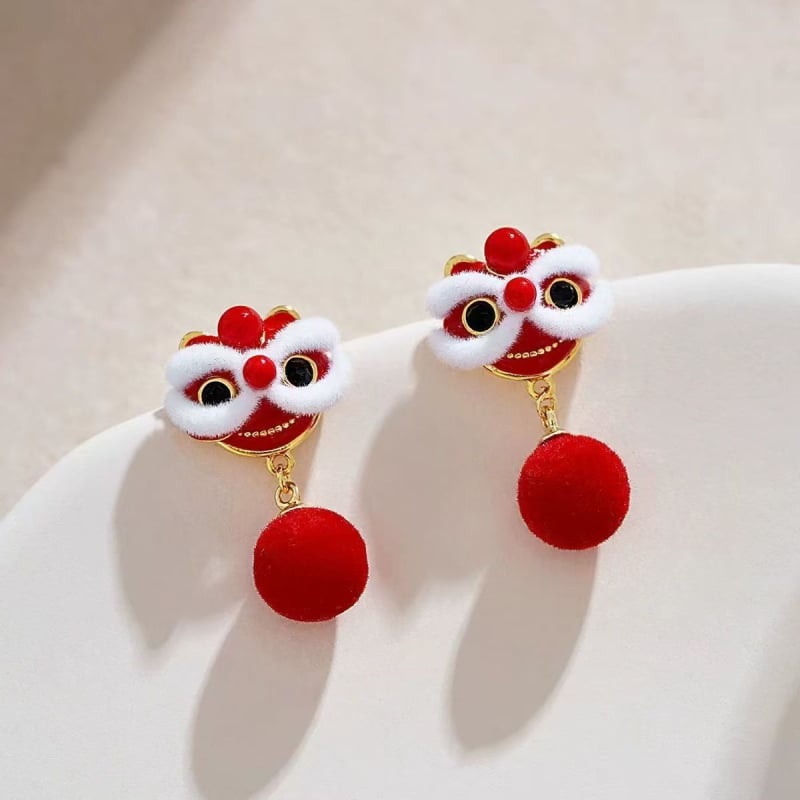 Cercei-clipuri din aliaj pentru femei, Stil Nou Chinezesc, electroplacate, primăvara 2025