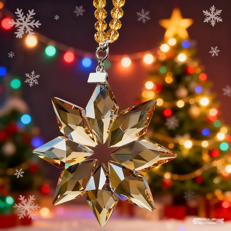 Κρυστάλλινο κρεμαστό αυτοκινήτου σε σχέδιο χιονονιφάδας — Yuxin GS-3, γεωμετρικό σχήμα, μοντέρνο μινιμαλιστικό στυλ, συσκευασία δώρου