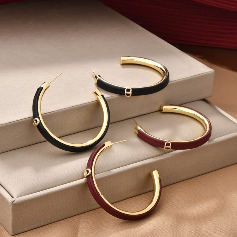 Cercei din cupru placat cu aur, formă geometrică, imprimé leopard, stil lux ușor pentru femei