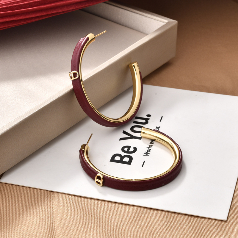 Cercei din cupru placat cu aur, formă geometrică, imprimé leopard, stil lux ușor pentru femei