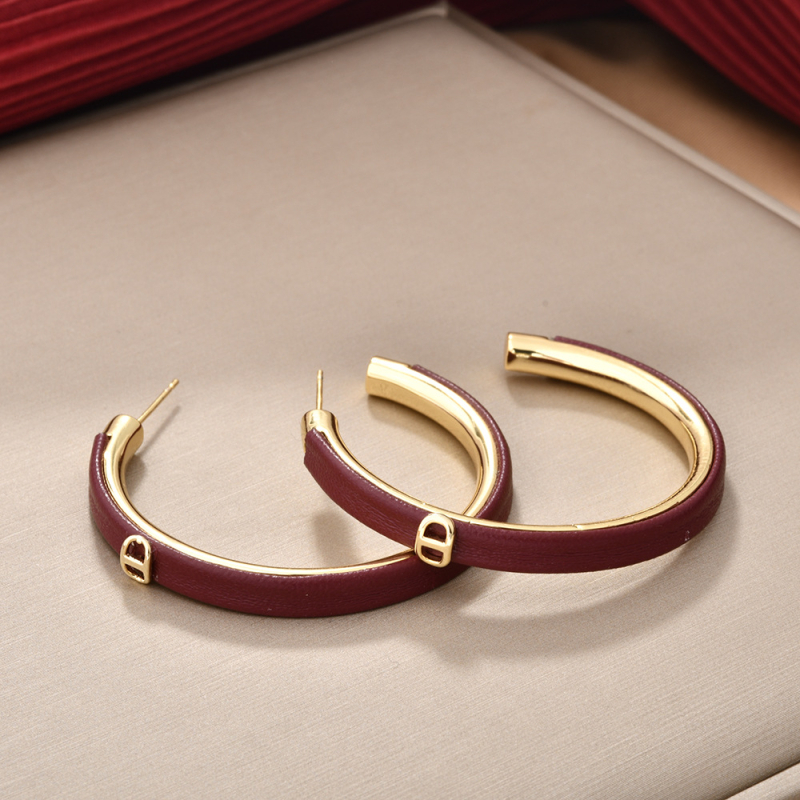 Cercei din cupru placat cu aur, formă geometrică, imprimé leopard, stil lux ușor pentru femei