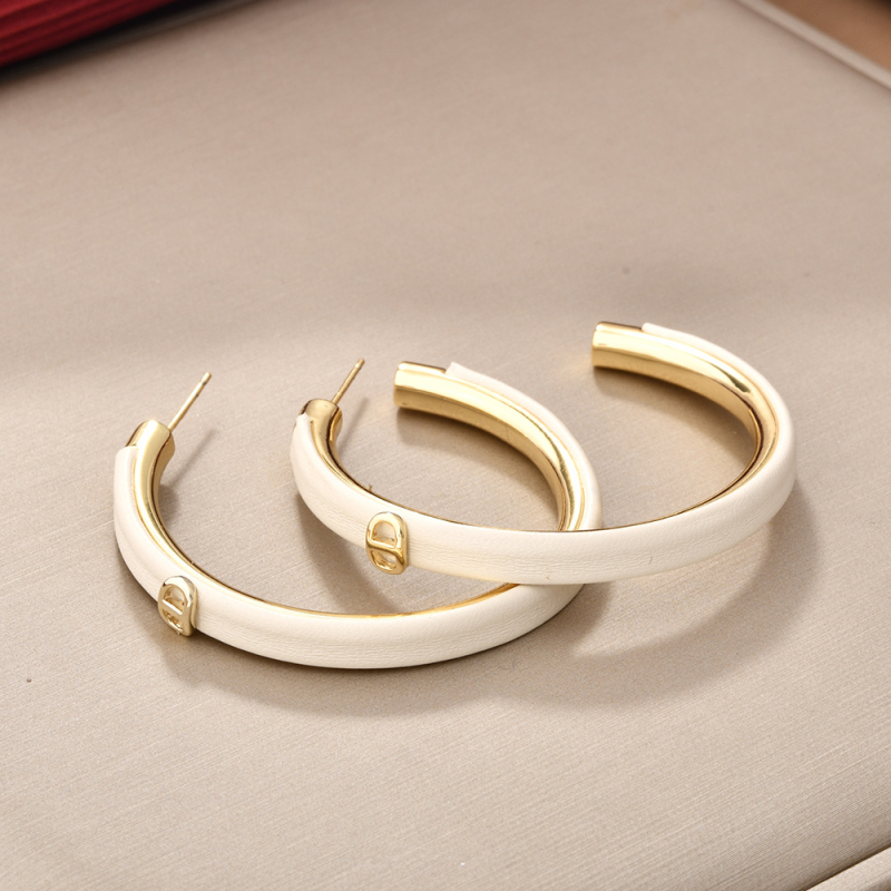 Cercei din cupru placat cu aur, formă geometrică, imprimé leopard, stil lux ușor pentru femei