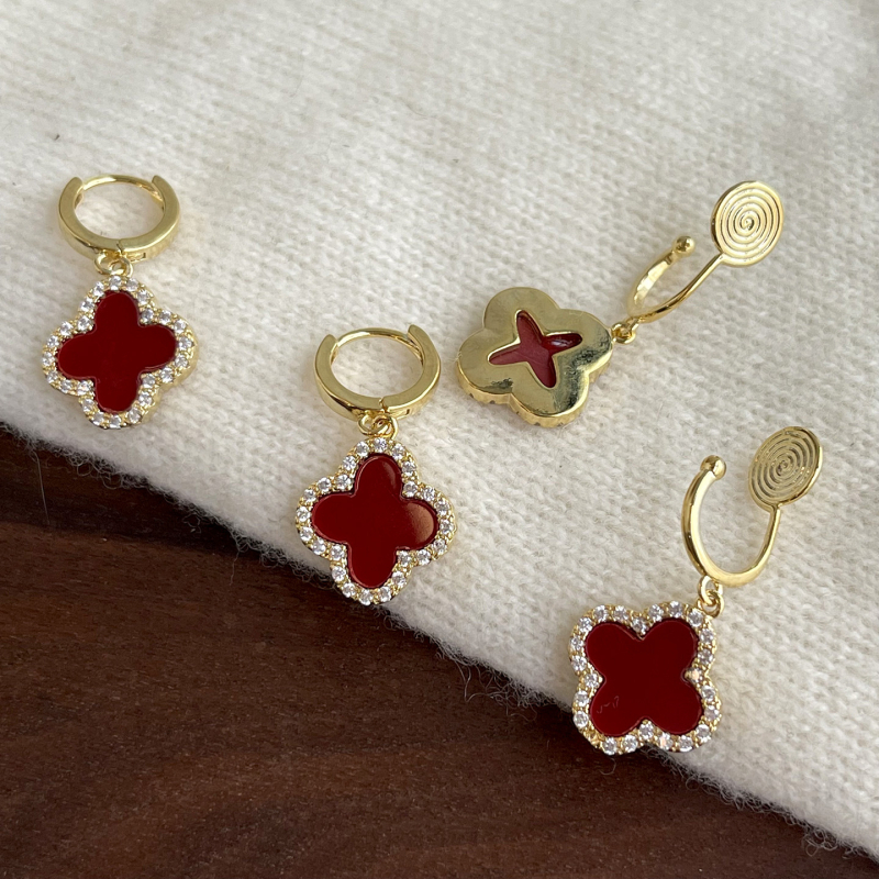 Медни клипсове за уши, геометрична форма, електроплатиране, за жени