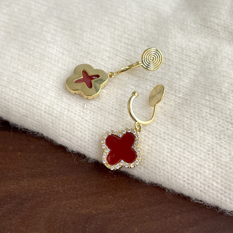 Медни клипсове за уши, геометрична форма, електроплатиране, за жени