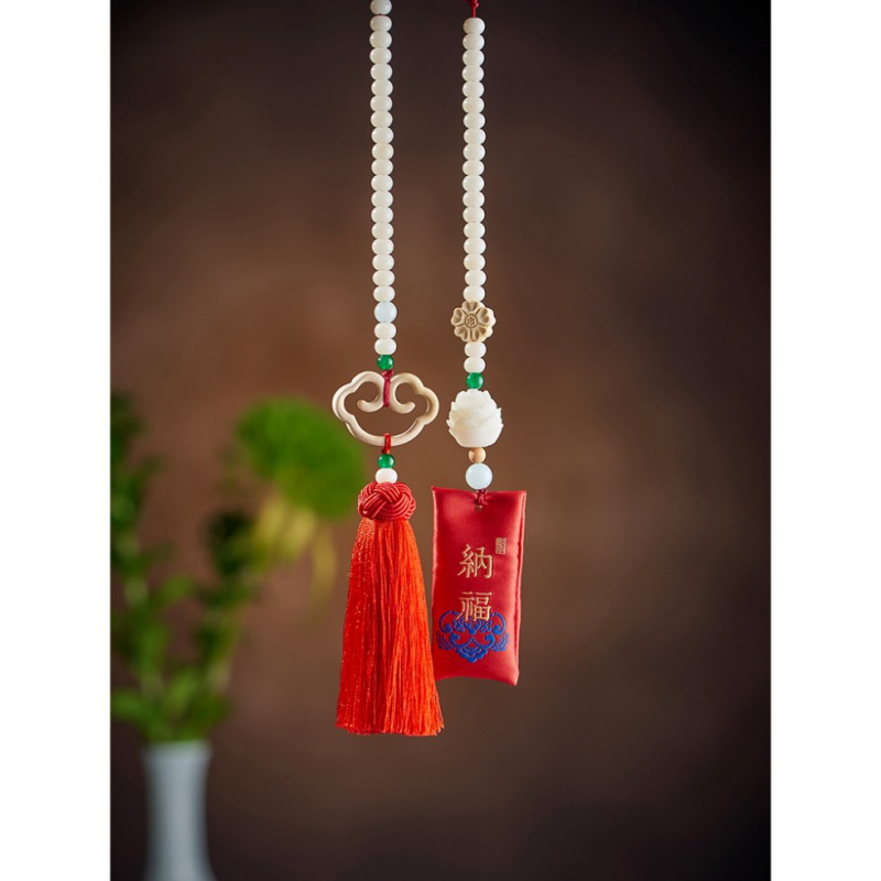 Ornament din lemn pentru interiorul mașinii, cu motif lotus și norii binecuvântării, stil desen animat, lansare iarna 2024