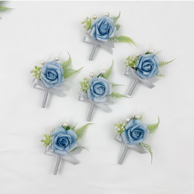 Set de corsage pentru nuntă pentru familie – trandafiri PE, lucrat manual, brand Hagi mani