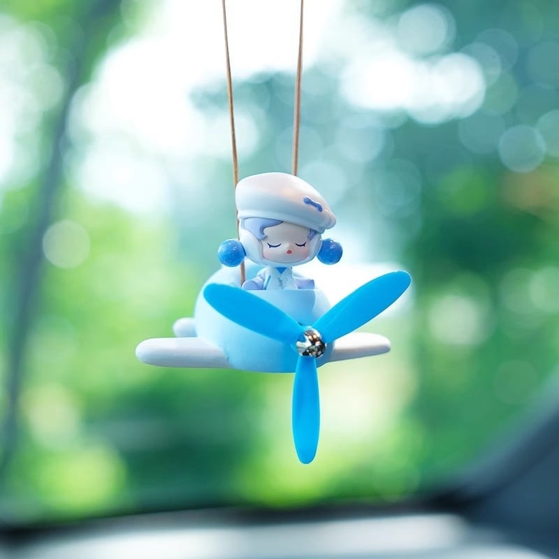 Карикатурна гипсова висулка за автомобил за вътрешно оформление, мотив пропелери и малък самолет