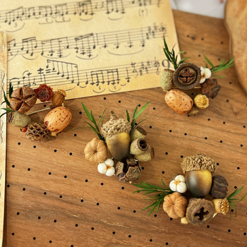 Broš Acorn Plant Serije — ručno izrađena od suhih drvenih čipova, šumski stil, vintage nakit za žene (Proljeće 2025)