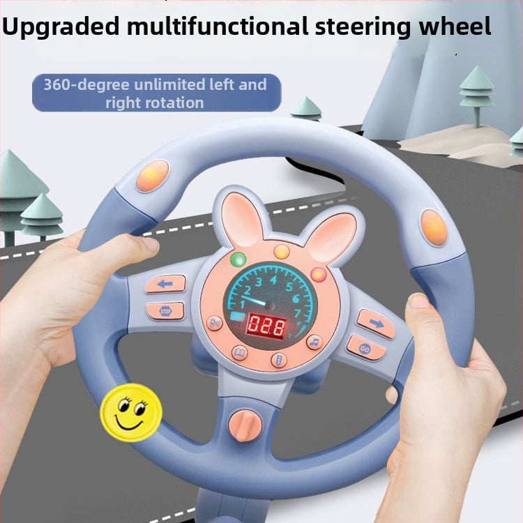 Detský vzdelávací volán – simulátor pre auto, batériový tréningový prístroj s hudobnou/hlasovou funkciou, ABS, vek 4-6 rokov