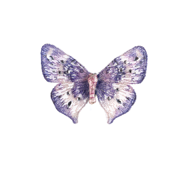 Broșă cu fluture brodat, vintage, lucrată manual, materiale mixte