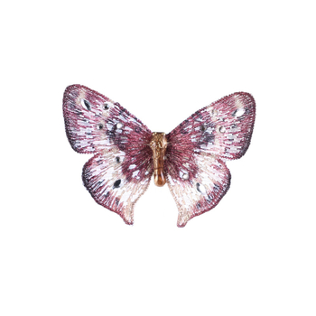 Broșă cu fluture brodat, vintage, lucrată manual, materiale mixte