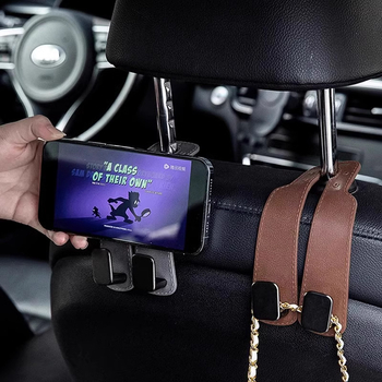 Cârlig pentru bancheta din spate a mașinii cu două cârlige, aspect velur, stil ușor luxos, pentru depozitare (Material: Rubber skin; Stil: Light luxury; Funcție: Car storage; Tip: Car hook; Brand: Koji)