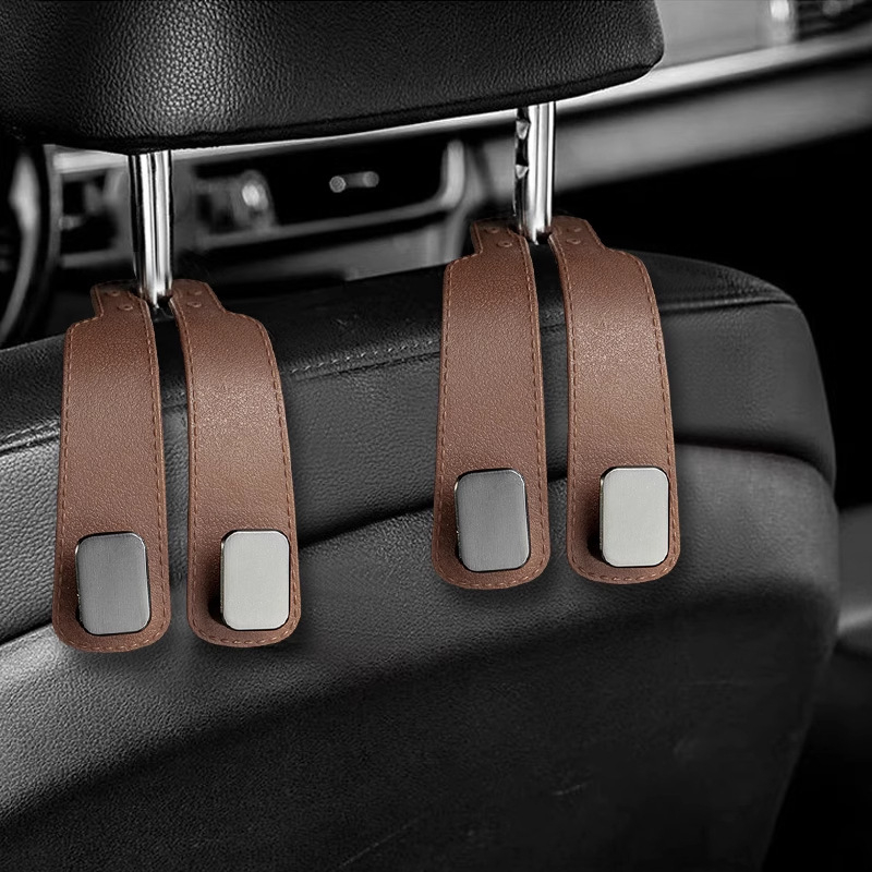 Cârlig pentru bancheta din spate a mașinii cu două cârlige, aspect velur, stil ușor luxos, pentru depozitare (Material: Rubber skin; Stil: Light luxury; Funcție: Car storage; Tip: Car hook; Brand: Koji)