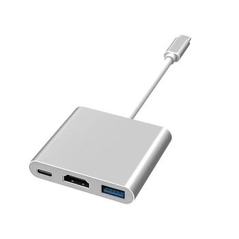 Stație docking Type-C 3 în 1 cu ieșire HDMI și hub USB, alimentare externă, transfer de până la 5 Gbps