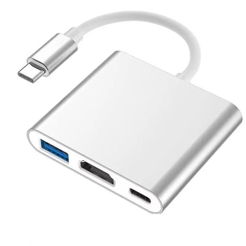 Stație docking Type-C 3 în 1 cu ieșire HDMI și hub USB, alimentare externă, transfer de până la 5 Gbps