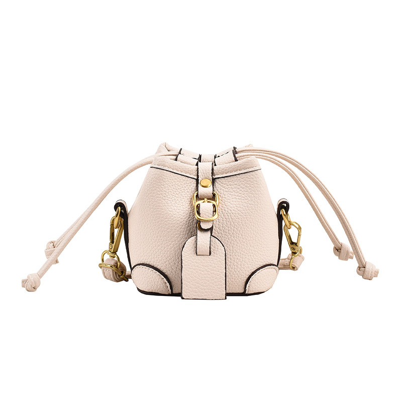 Geantă bucket din PU, închidere cu șnur, formă de găleată, căptușeală poliester, buzunar interior laminat cu fermoar