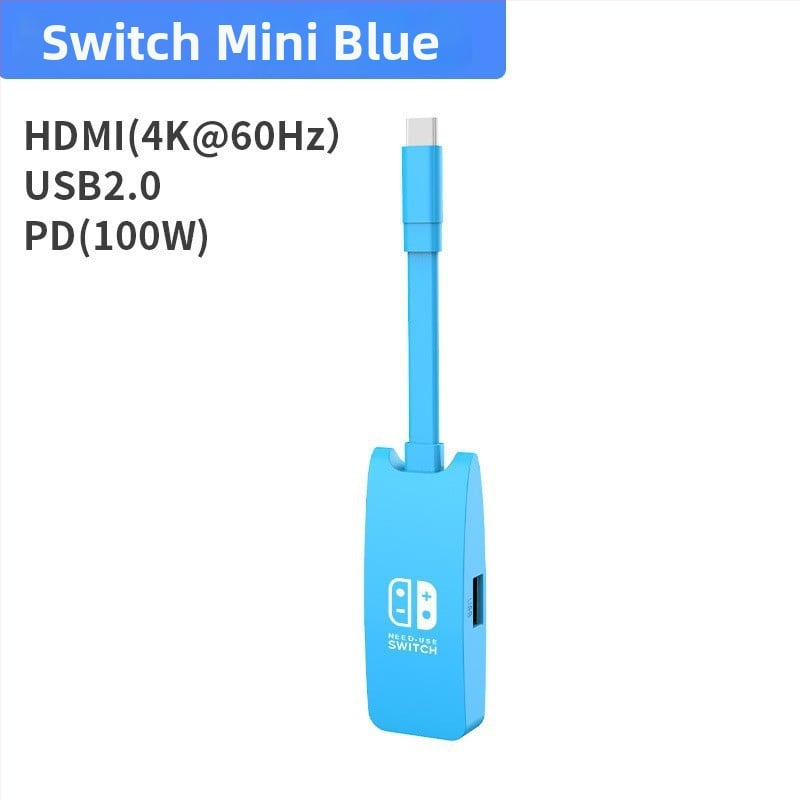 Switch Mini HUB Dock — HDMI 4K, USB-C, 5Gbps, bez externého napájania, 1:3 rozbočovač