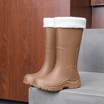 Ghete de ploaie pentru femei, înalte, căptușite cu fleece, partea superioară din PVC — pentru adulți