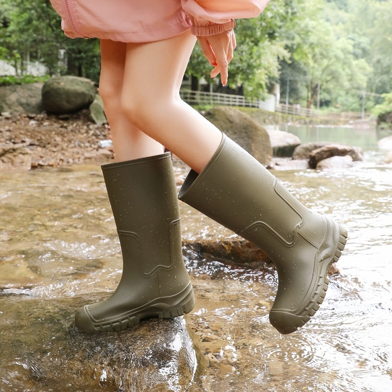 Ghete de ploaie pentru femei, înalte, căptușite cu fleece, partea superioară din PVC — pentru adulți
