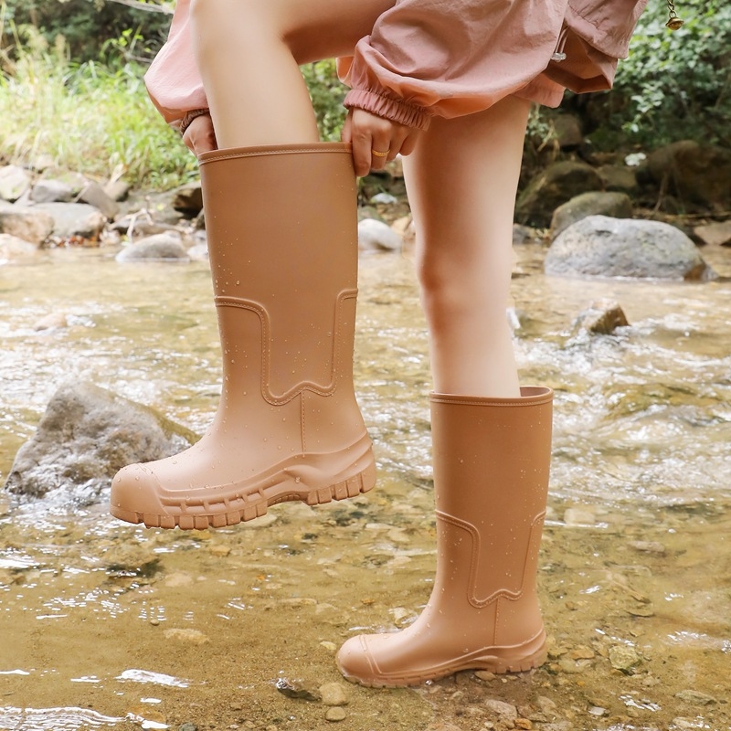 Ghete de ploaie pentru femei, înalte, căptușite cu fleece, partea superioară din PVC — pentru adulți