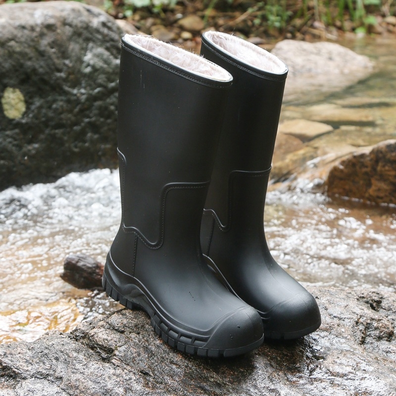 Ghete de ploaie pentru femei, înalte, căptușite cu fleece, partea superioară din PVC — pentru adulți