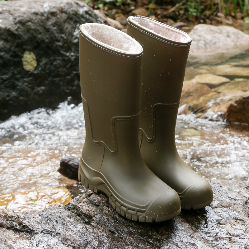 Ghete de ploaie pentru femei, înalte, căptușite cu fleece, partea superioară din PVC — pentru adulți