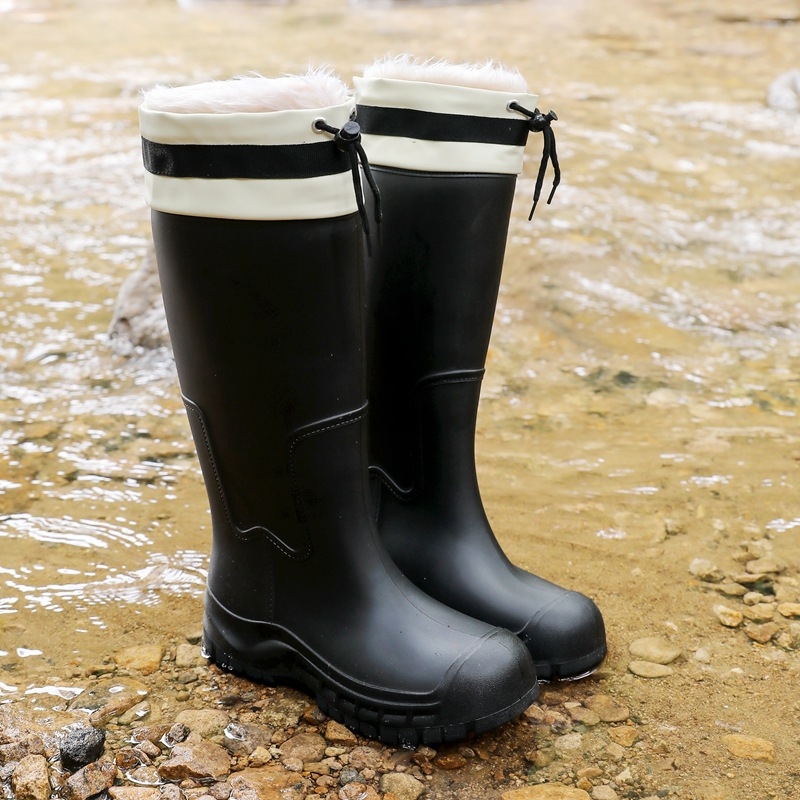 Ghete de ploaie pentru femei, înalte, căptușite cu fleece, partea superioară din PVC — pentru adulți