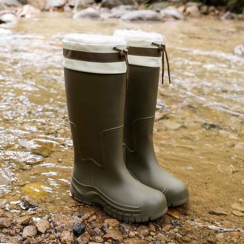 Ghete de ploaie pentru femei, înalte, căptușite cu fleece, partea superioară din PVC — pentru adulți