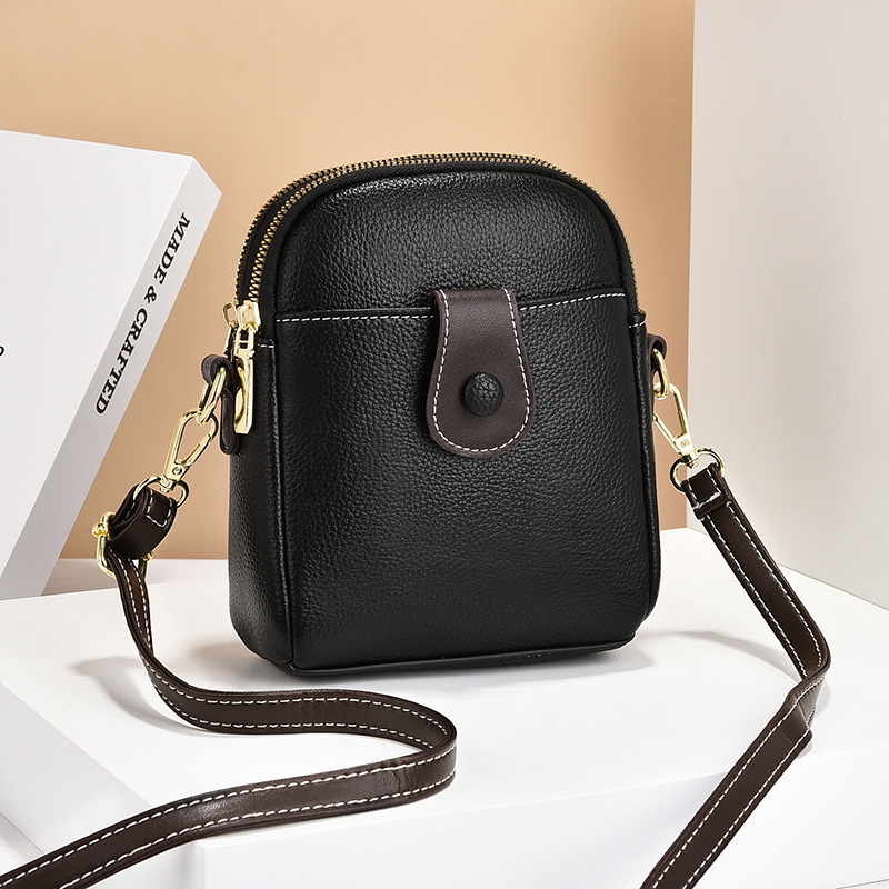 Geantă crossbody pentru femei - piele PU, stil stradal, design contrastant, formă ovală, fermoar