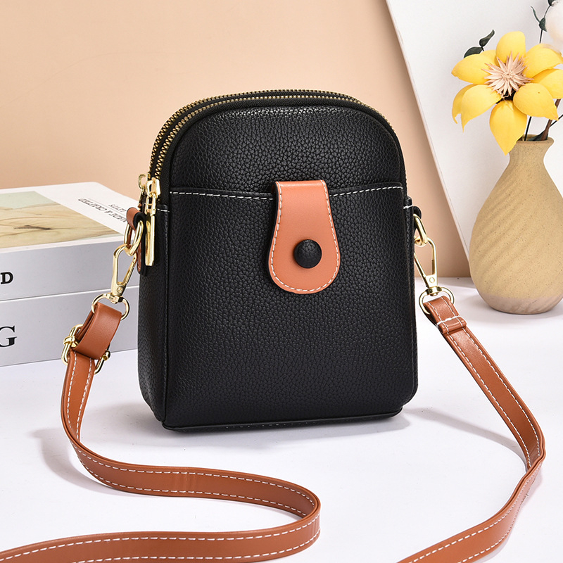 Geantă crossbody pentru femei - piele PU, stil stradal, design contrastant, formă ovală, fermoar