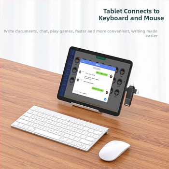 USB-C OTG 3-v-1 hub pre tablety — USB 3.0 rozhranie, podporuje USB flash disk a myš, bez externého napájania