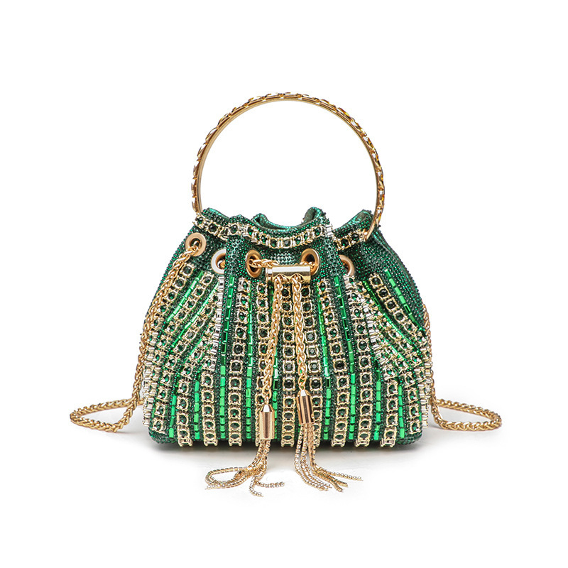 Geantă de seară tip găleată, închidere cu șnur, poliester, buzunar intern cu fermoar, lansare toamnă 2025