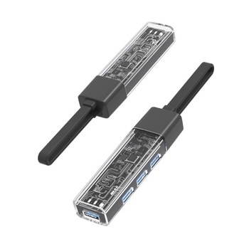 Dock USB-C cu 4 porturi USB 3.0, carcasă din aliaj de aluminiu, imprimare logo, alimentare prin USB, viteză transfer 5Gbps