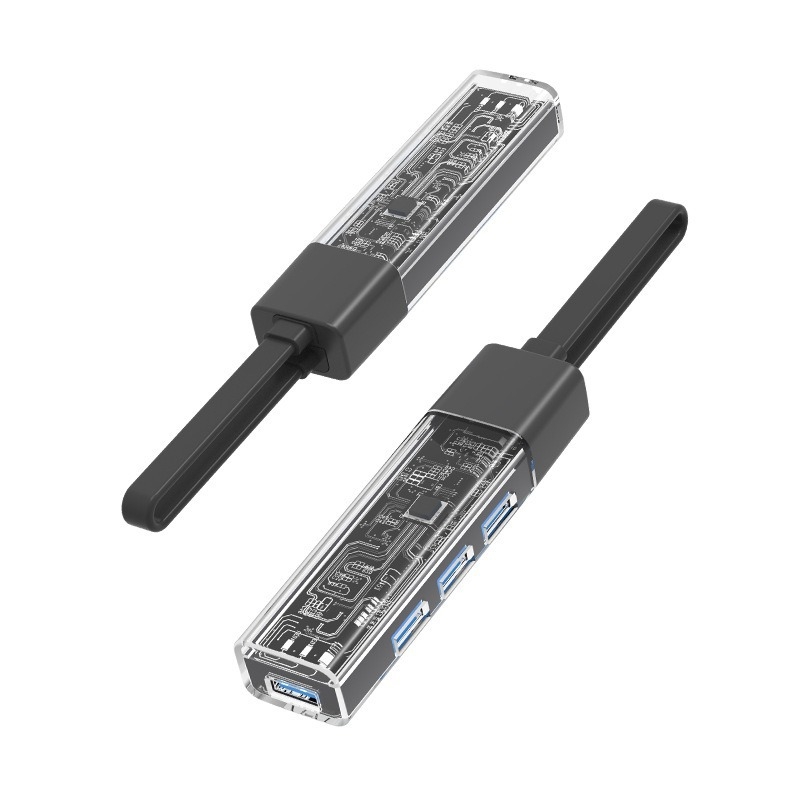 Dock USB-C cu 4 porturi USB 3.0, carcasă din aliaj de aluminiu, imprimare logo, alimentare prin USB, viteză transfer 5Gbps