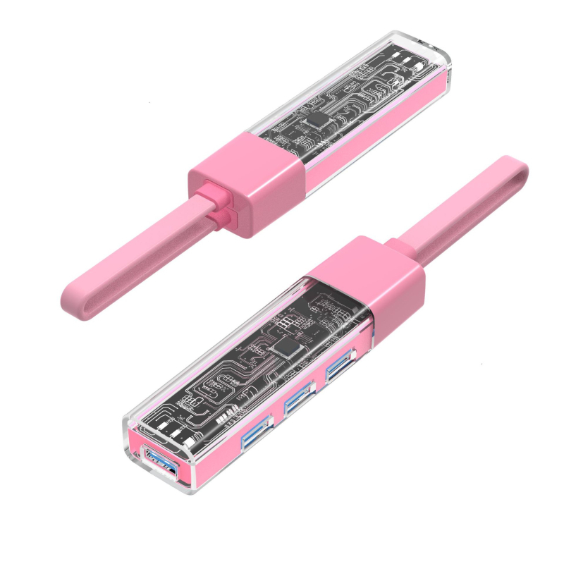 Dock USB-C cu 4 porturi USB 3.0, carcasă din aliaj de aluminiu, imprimare logo, alimentare prin USB, viteză transfer 5Gbps