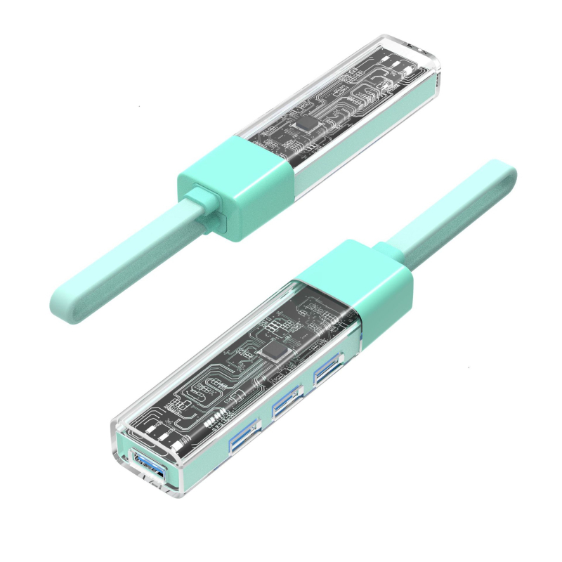 Dock USB-C cu 4 porturi USB 3.0, carcasă din aliaj de aluminiu, imprimare logo, alimentare prin USB, viteză transfer 5Gbps