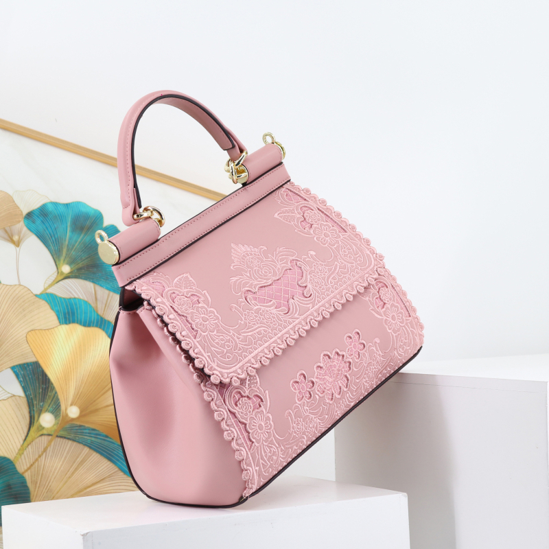 Geantă de damă PU cu broderie, stil clamshell, formă bucket, închidere cu capac, buzunare interioare: fermoar, buzunar pentru telefon și ID