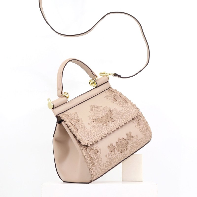 Geantă de damă PU cu broderie, stil clamshell, formă bucket, închidere cu capac, buzunare interioare: fermoar, buzunar pentru telefon și ID