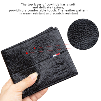 Vīriešu īss maks no īstas ādas, pirmās kārtas āda, pilsētas minimālais stils, vienkrāsains