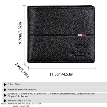 Vīriešu īss maks no īstas ādas, pirmās kārtas āda, pilsētas minimālais stils, vienkrāsains