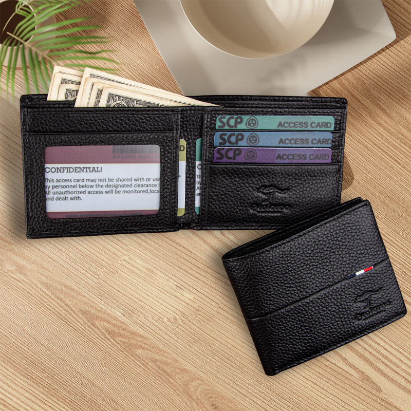 Vīriešu īss maks no īstas ādas, pirmās kārtas āda, pilsētas minimālais stils, vienkrāsains