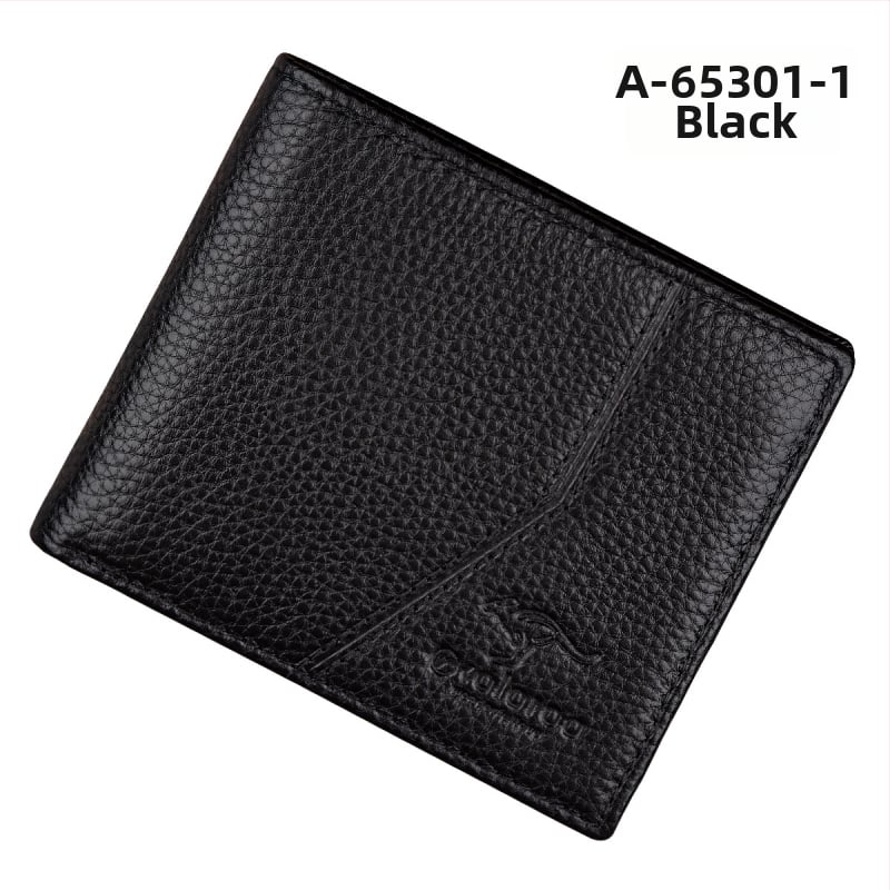 Vīriešu īss maks no īstas ādas, pirmās kārtas āda, pilsētas minimālais stils, vienkrāsains