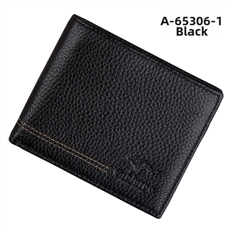 Vīriešu īss maks no īstas ādas, pirmās kārtas āda, pilsētas minimālais stils, vienkrāsains