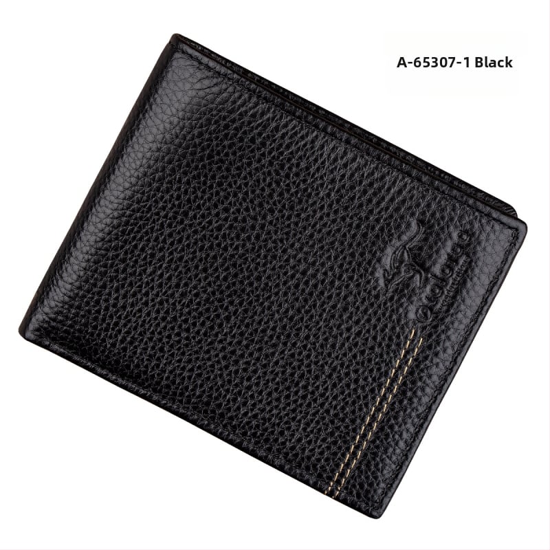 Vīriešu īss maks no īstas ādas, pirmās kārtas āda, pilsētas minimālais stils, vienkrāsains