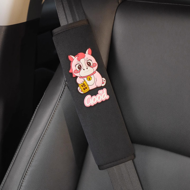 Protector pentru umărul centurii de siguranță din piele velur – design drăguț cu cal zodiac, practic pentru decorul interior al mașinii, pentru femei