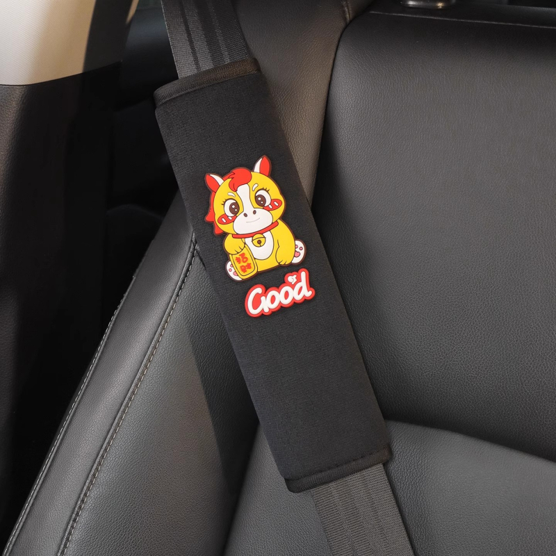 Protector pentru umărul centurii de siguranță din piele velur – design drăguț cu cal zodiac, practic pentru decorul interior al mașinii, pentru femei