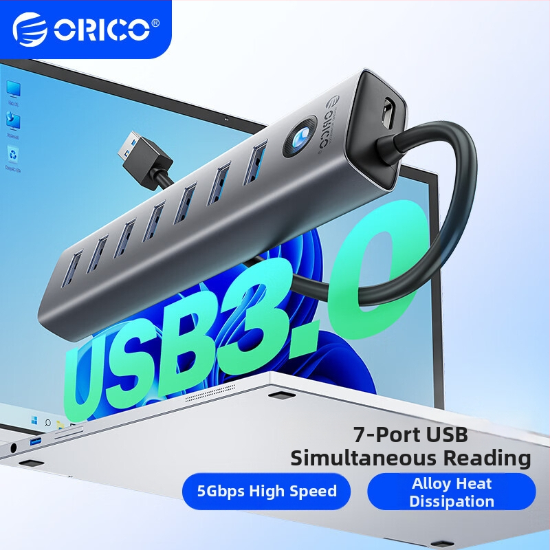 Orico USB 3.0 7-portová dokovacia stanica z hliníkovej zliatiny, model CL7U
