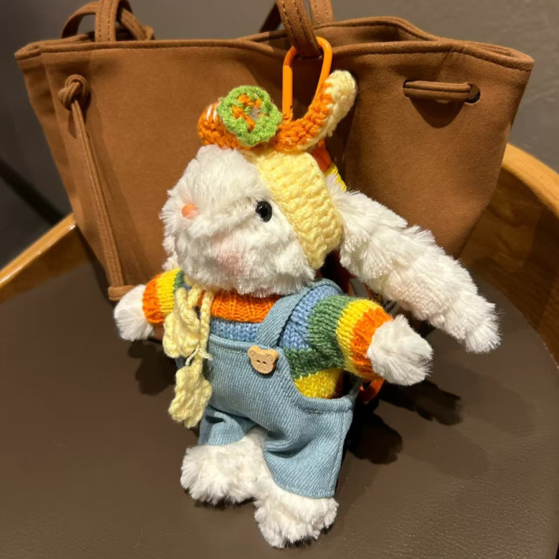 Plīša zaķēns atslēgu piekariņš un somas kulons, anime dizains, svaigs un salds stils, vasara 2024